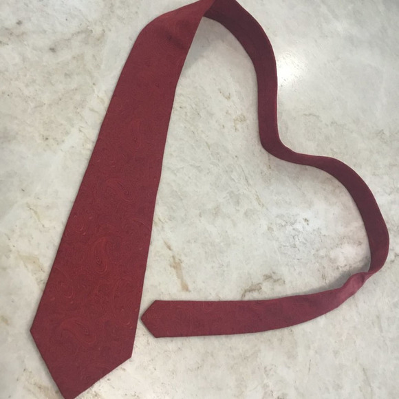 TASSO ELBA RED PAISLEY SILK TIE - Picture 6 of 12